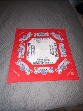 Vintage Budweiser Red White and Blue Logo Bandana 20.5x20.5
